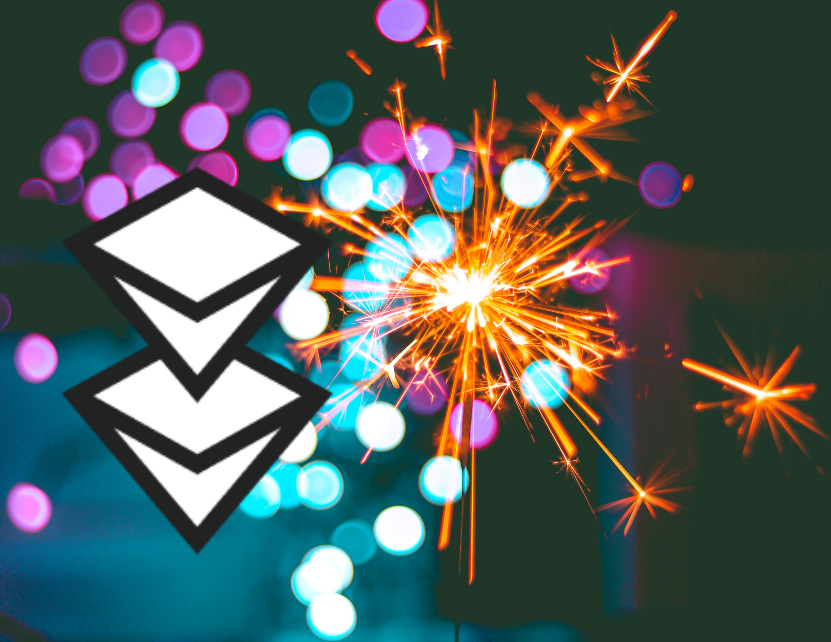 BitClout logo with bokeh and fireworks