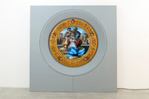 round Renaissance painting in gold frame