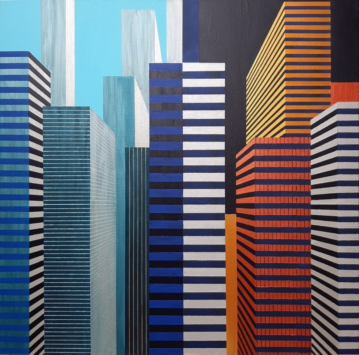 cityscape made from coros and geometrical lines
